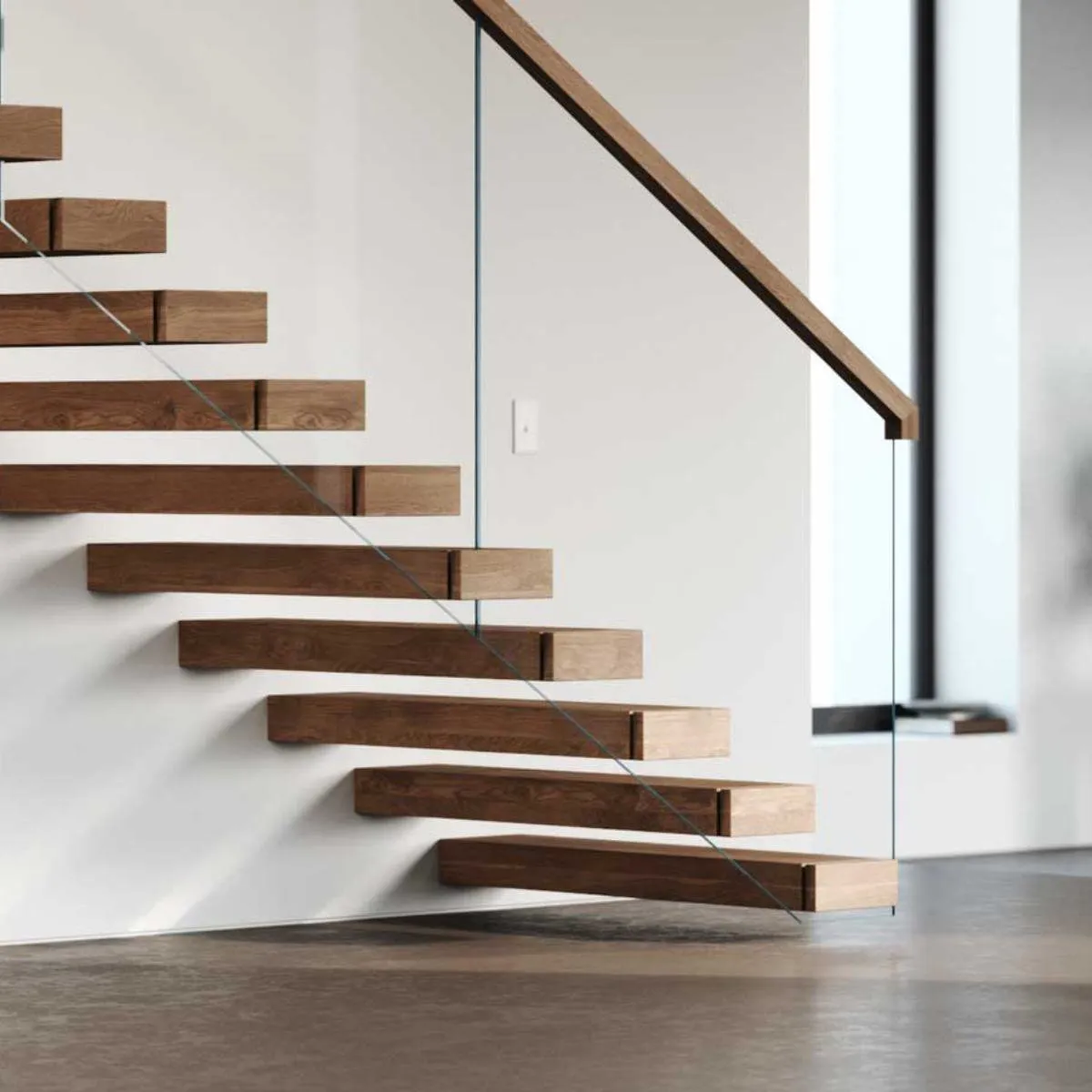Glass Railing with wood coated handrails